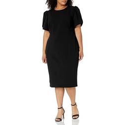 Calvin Klein Plus Puff-Sleeve Sheath Dress Black Black