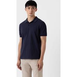 Sunspel Short Sleeve Pique Polo - Navy
