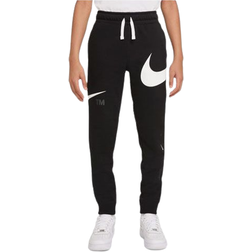 Nike Older Kid's Sportswear Swoosh Fleece Trousers - Black/White (DD8721-010)