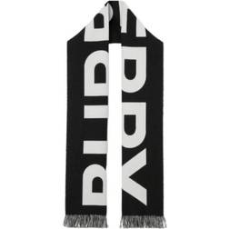 Burberry Logo Wool Jacquard Scarf - Black