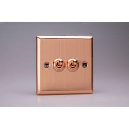 Varilight 2-Gang 10A 1- or 2-Way Toggle Switch in Brushed Copper