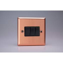 Varilight 3-Gang 10A 1- or 2-Way Rocker Switch in Brushed Copper