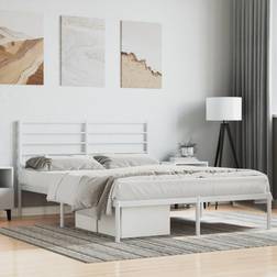 vidaXL Metal Bed Frame with Headboard 135 x 190 cm