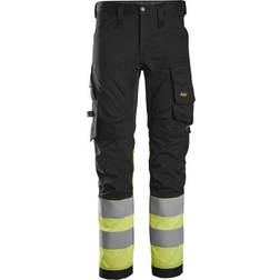 Snickers 6334 High-Vis Stretchbukser - Sort/Gul