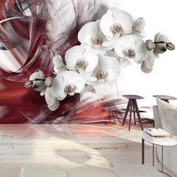 Artgeist Fototapet Orchid in red 250 x 175 cm