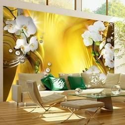 Artgeist Fototapet Orchid in Gold 250 x 175 cm