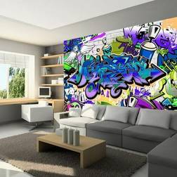 Artgeist Fototapet Graffiti: violet theme 200 x 140 cm