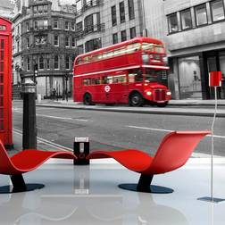 Artgeist Fototapet af London Rød bus og telefonboks flere størrelser 350x270