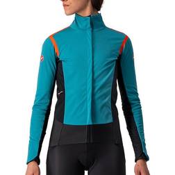 Castelli Women's Alpha ROS Jacket, Teal Blue/Fiery Red/Sky Blue