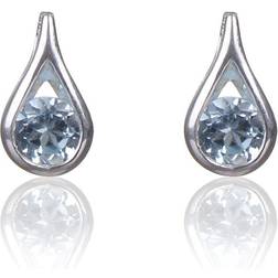 Elements Blue Topaz Teardrop Silver Stud Earrings