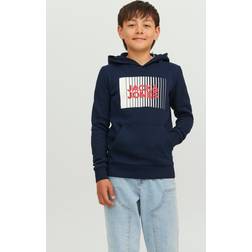 Jack & Jones Junior Hoodie Marin/Melon/Hvid