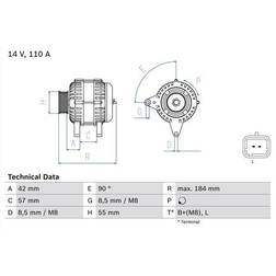 Bosch 0 986 048 611 Generator 14V 110A