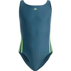 Adidas Kid's 3-Stripes Swimsuit - Arctic Night/Lucid Lime (IA5412)