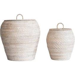 Bloomingville Sprinkle & Whitewashed with Lids Basket
