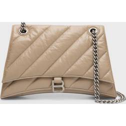 Balenciaga Crush Medium Quilted Chain Shoulder Bag 2906 TAUPE