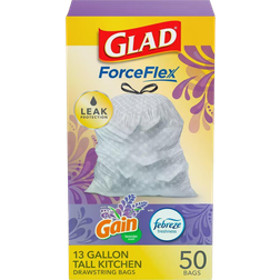 Glad ForceFlex Tall Kitchen Drawstring Trash Bags Febreze Lavender 50pcs