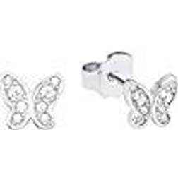 s.Oliver Teenage Girls Butterflies Pierced Earrings - Silver