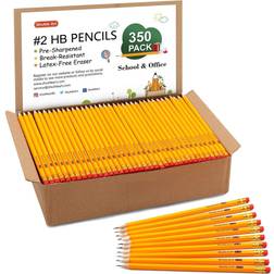 Shuttle Art Wood-cased 2 hb pencils 350 pack sharpened yellow pencils with erasers