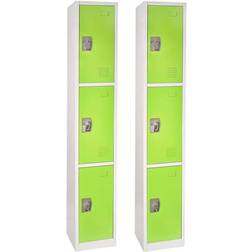 Alpine AdirOffice 72 12 12 Triple-Compartment Steel Tier Key Lock Storage Locker 2-Pack