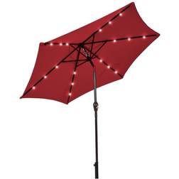 Costway 9 Solar Lighted Patio Market Umbrella Tilt Adjustment Lift Burgundy