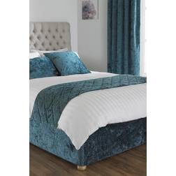 Paoletti Verona Quilted Crushed Velvet Valance Sheet Turquoise