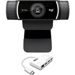 Logitech C922 Pro Stream 1080P Webcam With 3-Port Portable Hub Black Black