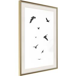 Artgeist Inramad Tavla Birds - 30x45 Guldram Poster