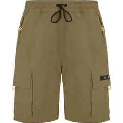 Nicce stretch waist beige mens reflective meru cargo shorts 211 06 05 0336