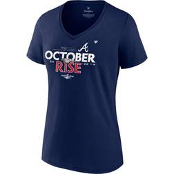 Fanatics Women's Navy Atlanta Braves 2022 Postseason Locker Room V-Neck T-shirt