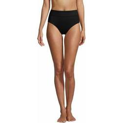 Lands' End Womens Chlorine Resistant High Waisted Bikini Bottoms Control Black Regular