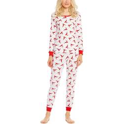 Leveret Women's Christmas Prints Pajamas - Reindeer/White/Red