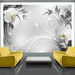 Artgeist Fototapet Orchids on silver 150 x 105 cm