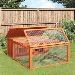 vidaXL Kaninbur 117,5x97x47,5 massivt fyrretræ brun