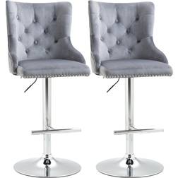 Homcom Swivel Grey Bar Stool 123cm 2pcs