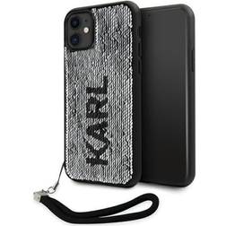 Karl Lagerfeld Sequins Reversible Back Cover für iPhone 11 Black/Silber KLHCN61PSQRKS