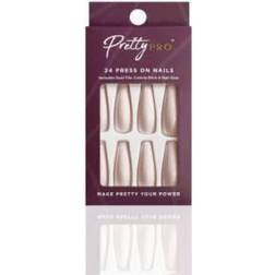 Pretty Pro Pro False Press On Nails Look On The White Side 24 Pieces