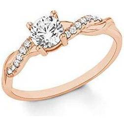 s.Oliver Zilveren ring met zirkonia voor dames, 925 sterling ros goud verguld, maat: 50/16