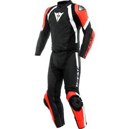 Dainese Læderdragt 2-Piece Avro 4, Sort/Neonrød/Hvid