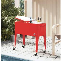vidaXL Cooler Cart with Wheels Red 92 x 43 x 89 cm
