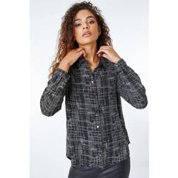 Roman Glitter Check Print Shirt