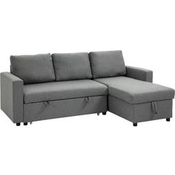 Homcom Corner Sofa With Sleep Function Gray Sofa 211.5cm 3-Sitzer