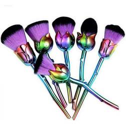 Aquarius Envie Rose Make Up Brush Set Purple Multi-Coloured X 6 Piece