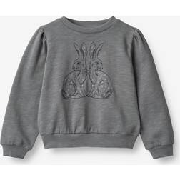 Wheat Autumn Sky Rabbitfriends Embroidery Sweatshirt-4 år