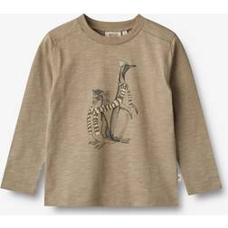 Wheat Langærmet T-shirt Pingviner Beigestone