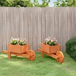 vidaXL Wheelbarrow Planters 2 Solid Wood Fir