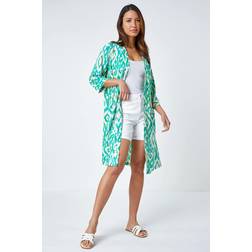 Roman Abstract Print Longline Kimono