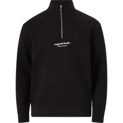 Jack & Jones Enfärgat Hoodie Med Blixtlås Svart