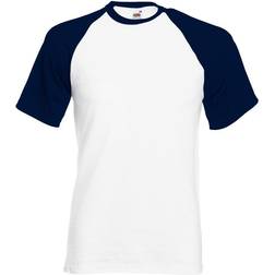 Fruit of the Loom Men's Short Sleeve Baseball T-shirt - White/Deep Navy