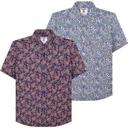 Lambretta mens navy smart casual smart paisley short sleeve shirt