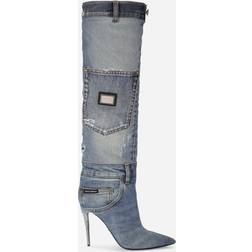 Dolce & Gabbana Patchwork denim boots blue